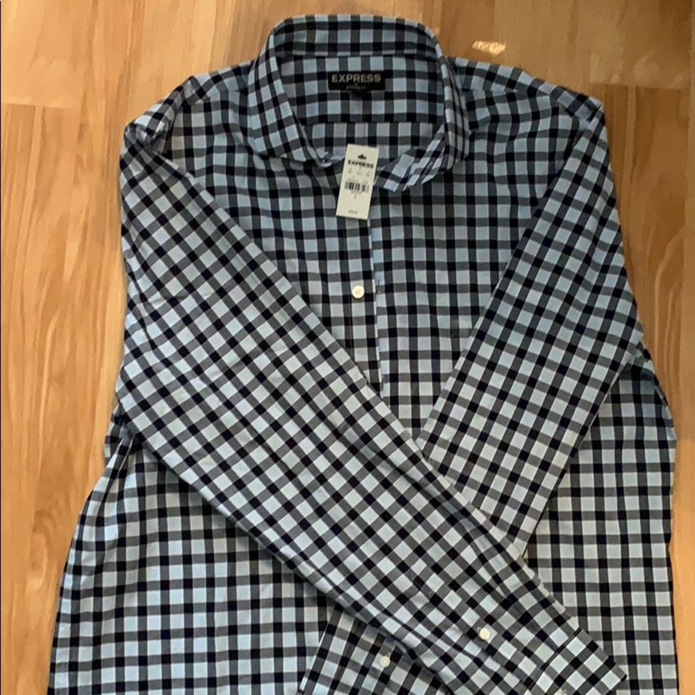 Blue on blue checkered Express Men’s dress shirt